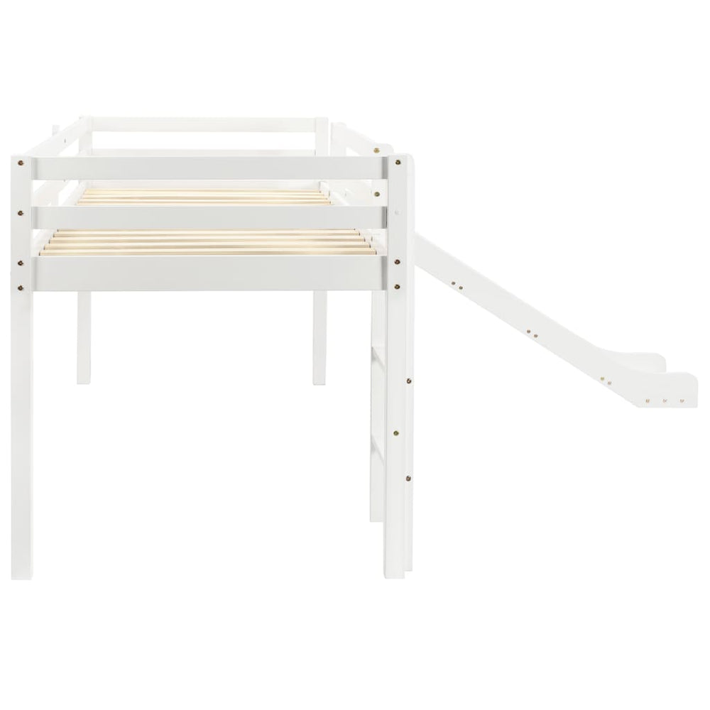 Lit cabane mezzanine avec toboggan - 90x200cm - Blanc