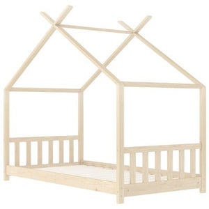 Lit cabane en bois naturel 80x160cm