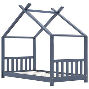 Lit cabane 80x160cm - Gris/Bleu