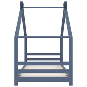 Lit cabane 70x140cm - Gris/Bleu