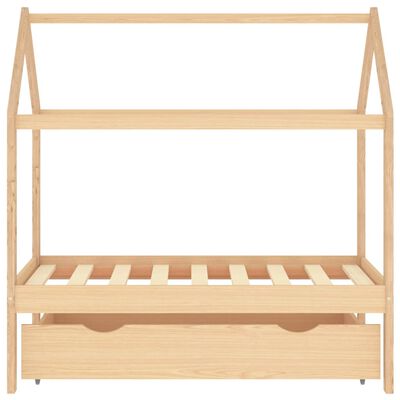 Lit cabane avec tiroir de rangement 70x140cm - Bois naturel