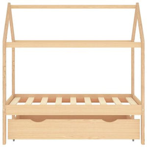 Lit cabane avec tiroir de rangement 70x140cm - Bois naturel