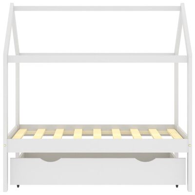 Lit cabane avec tiroir de rangement 80x160cm - Blanc