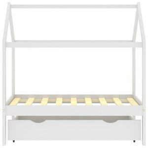 Lit cabane avec tiroir de rangement 80x160cm - Blanc