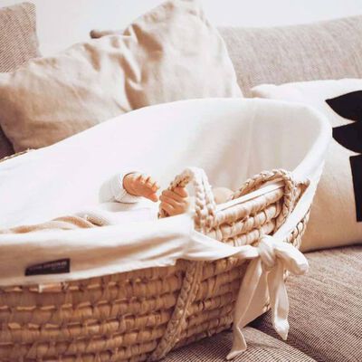 Couffin avec matelas &amp; housse blanc cassé