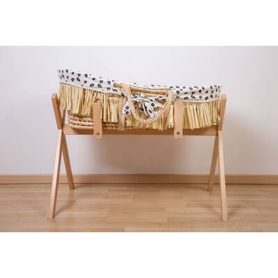 Couffin raphia avec matelas &amp; housse motif léopard