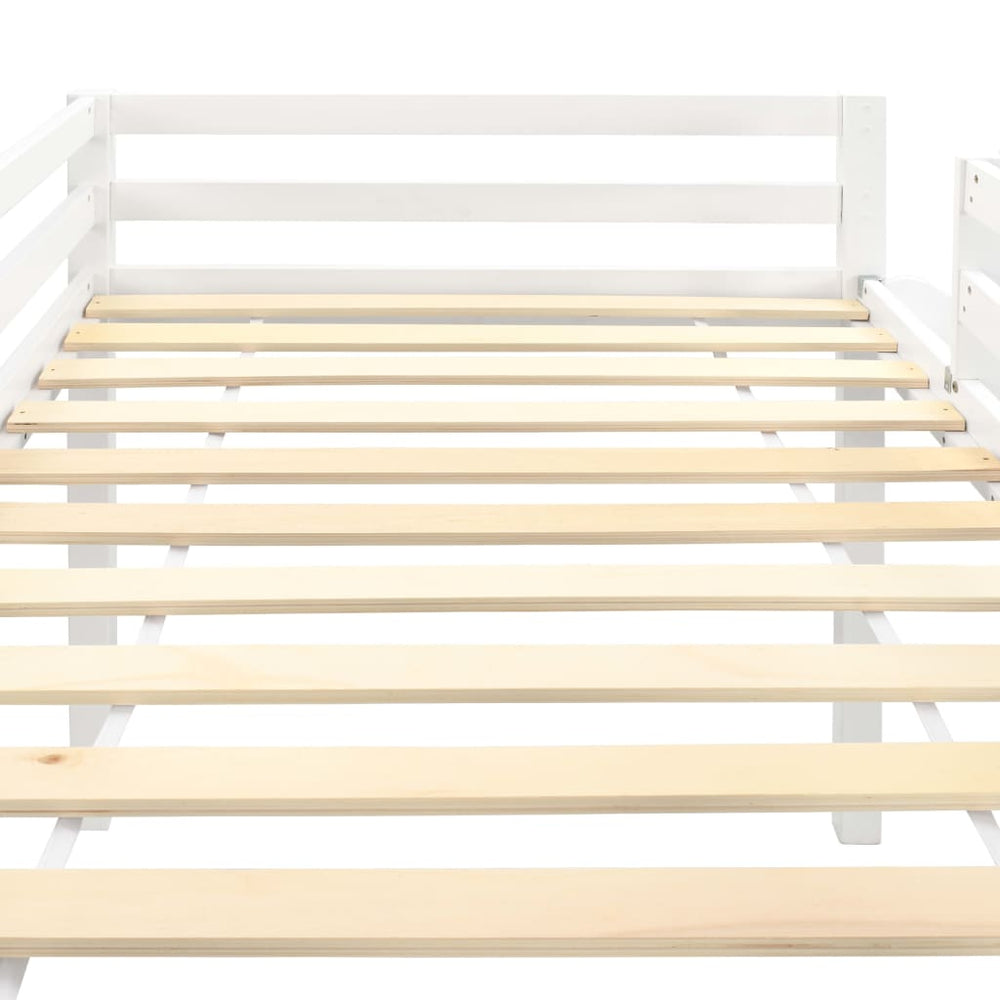 Lit cabane mezzanine avec toboggan - 90x200cm - Blanc