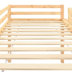 Lit cabane mezzanine avec toboggan - 90x200cm - Bois naturel