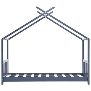 Lit cabane 80x160cm - Gris/Bleu