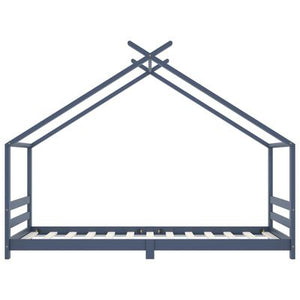 Lit cabane 70x140cm - Gris/Bleu