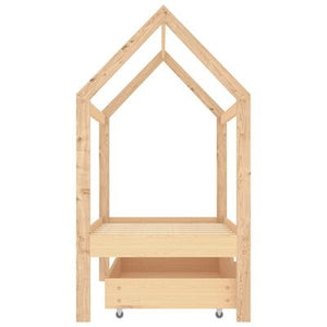 Lit cabane avec tiroir de rangement 70x140cm - Bois naturel