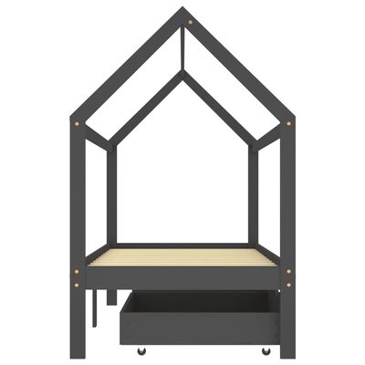 Houten kajuitbed met twee opberglades 90x200cm - Donkergrijs/Zwart