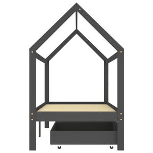 Letto a soppalco in legno con due cassetti contenitore 90x200 cm - Grigio scuro/nero