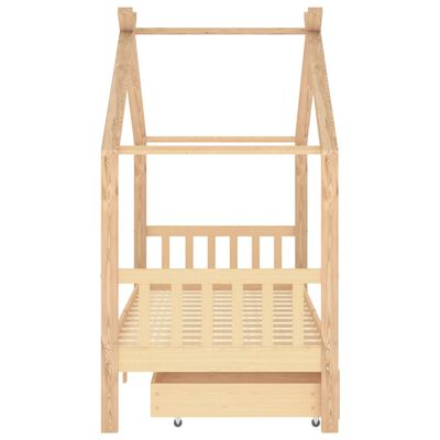 Lit cabane bois avec deux tiroirs de rangement 90x200cm - Bois naturel