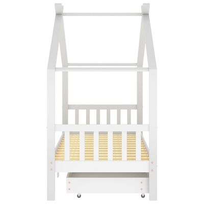 Lit cabane bois avec deux tiroirs de rangement 90x200cm - Blanc