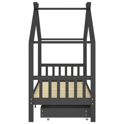 Houten kajuitbed met twee opberglades 90x200cm - Donkergrijs/Zwart