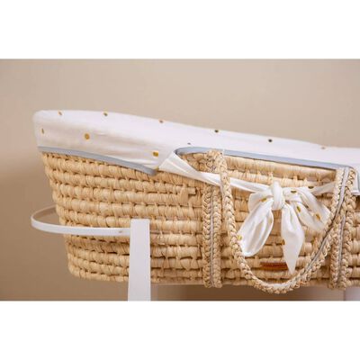 Wieg met matras en gouden stippenhoes