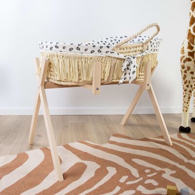 Couffin raphia avec matelas &amp; housse motif léopard