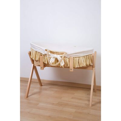 Raffia wieg met naturel witte matras &amp;amp; hoes
