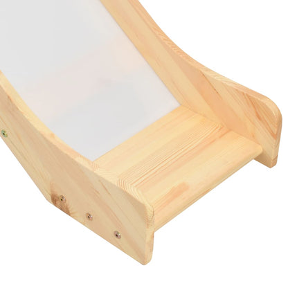 Lit cabane mezzanine avec toboggan et tente pirate - 90x200cm - Bois naturel