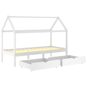 Letto cabina in legno con due cassetti contenitore 90x200cm - Bianco