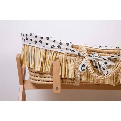 Couffin raphia avec matelas &amp; housse motif léopard