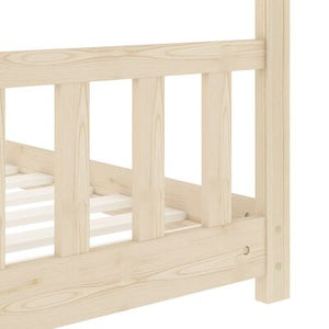 Lit cabane en bois naturel 80x160cm