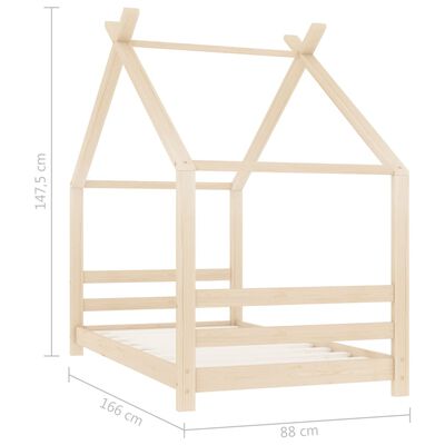 Lit cabane en bois naturel 80x160cm
