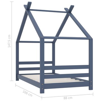 Lit cabane 70x140cm - Gris/Bleu