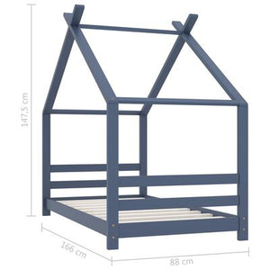 Lit cabane 70x140cm - Gris/Bleu