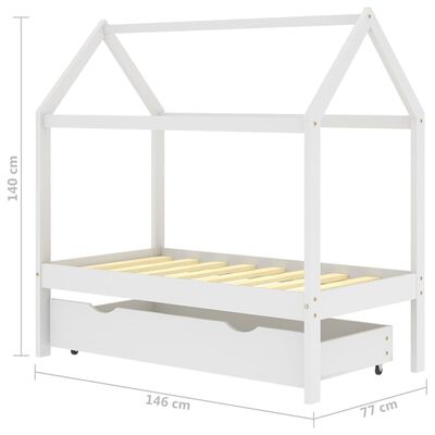 Lit cabane avec tiroir de rangement 80x160cm - Blanc