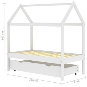 Lit cabane avec tiroir de rangement 80x160cm - Blanc