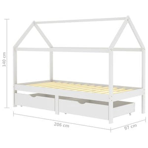 Letto cabina in legno con due cassetti contenitore 90x200cm - Bianco