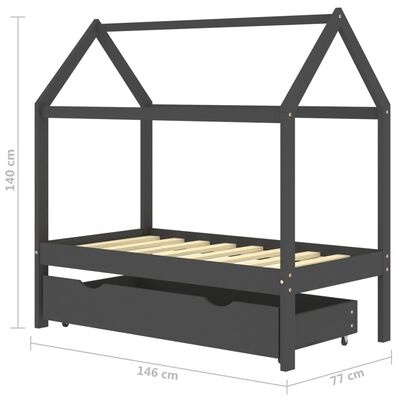 Cabinebed met opberglade 80x160cm - Donkergrijs/Zwart