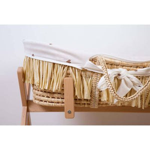 Couffin raphia avec matelas & housse motif petits cœurs