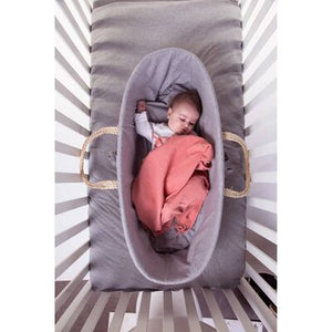 Couffin raphia avec matelas & housse grise