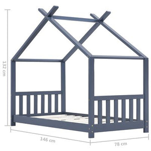 Lit cabane 80x160cm - Gris/Bleu