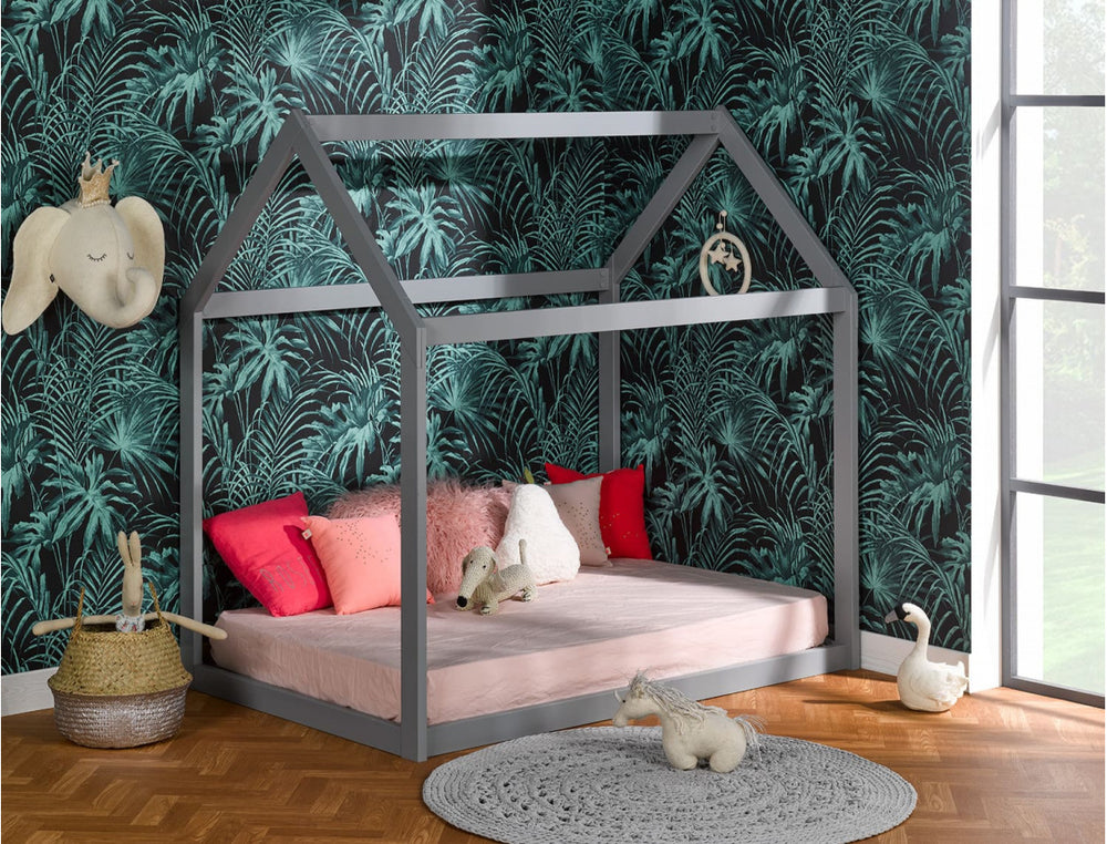 Lit cabane Montessori évolutif gris