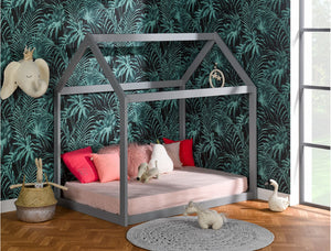 Lit cabane Montessori évolutif gris