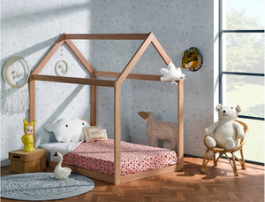 Lit cabane évolutif en bois avec extension + matelas
