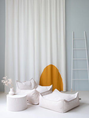 Pouf rond velours Blanc crème