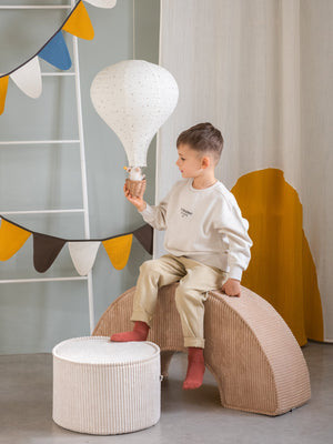Pouf rond velours Blanc crème