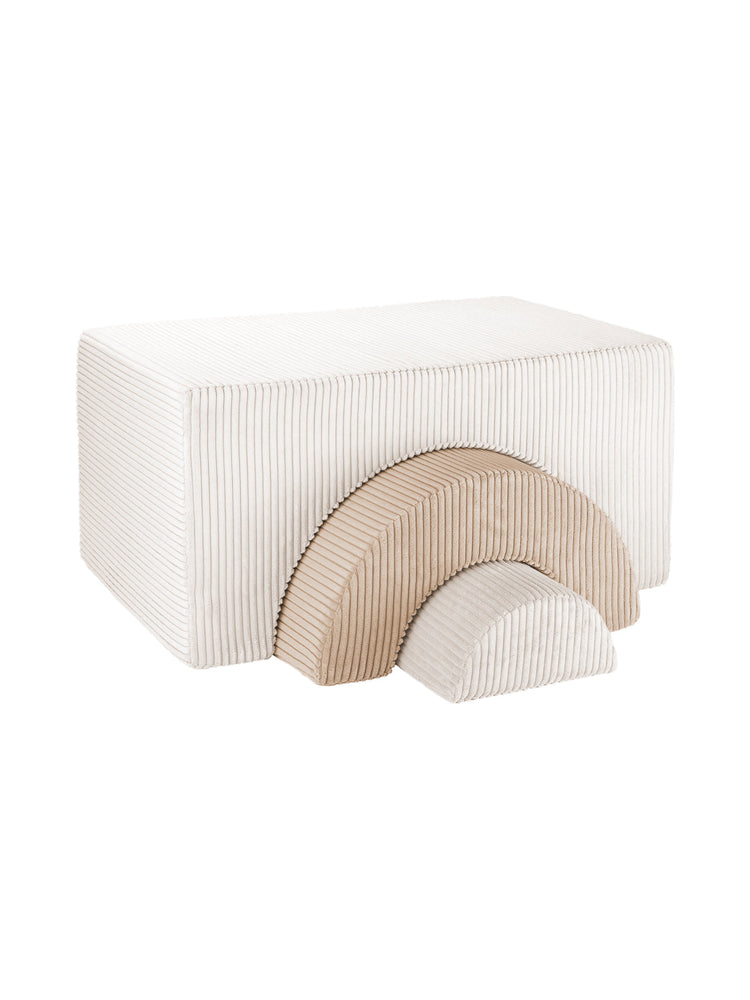 Pouf Montessori arc-en-ciel - Beige et blanc