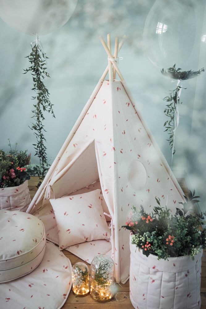 Tipi pack voor kinderen + vloerkleed + kussenhoes - Roze
