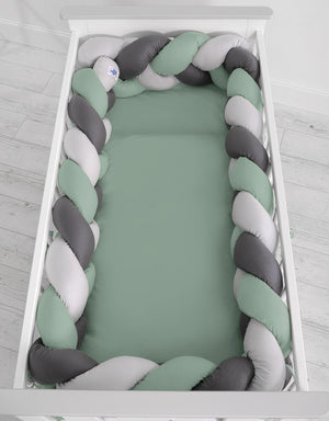 Grande Tresse de lit XXL Vert pastel & Gris & Anthracite