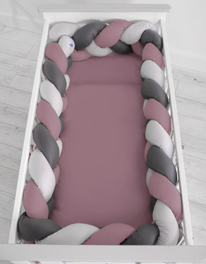 Grande Tresse de lit XXL Violet pastel & Gris & Anthracite
