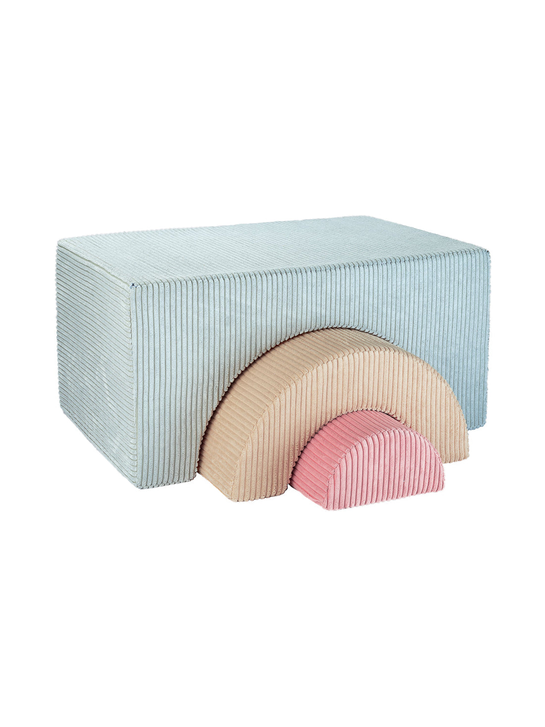 Pouf Montessori arc-en-ciel - Vert Beige &amp; Rose