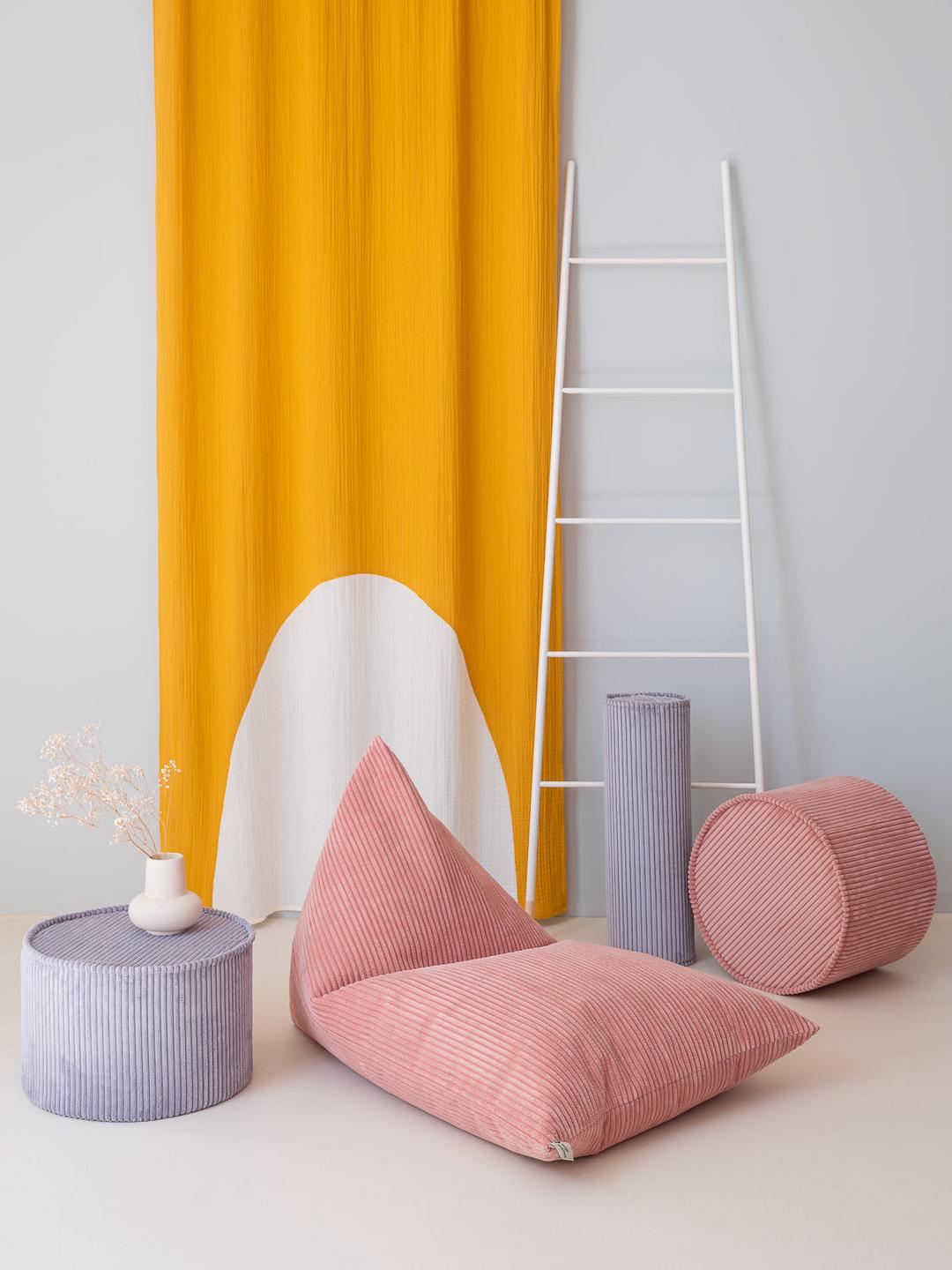 Pouf rond velours Rose