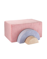 Pouf enfant ludique arc-en-ciel - Rose Bleu & Beige