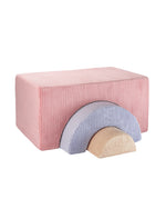 Giocoso pouf per bambini arcobaleno - rosa blu e beige